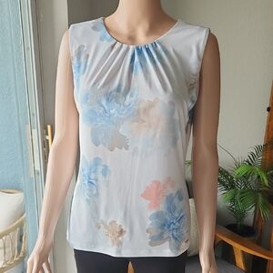 Calvin Klein Floral Sleeveless Blouse - Blue and Pink